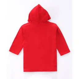 Babyhug Terry Knit Full Sleeves Hooded Bath Robe With Panda Embroidery - Red image 3