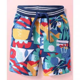 Babyhug Terry Knit Mid Thigh Shorts With Abstract Print - Navy Blue-picture-30