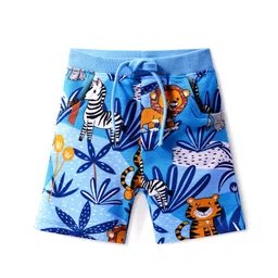 Babyhug Terry Knit Mid Thigh Shorts With Animal Print - Blue-picture-29