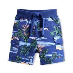 Babyhug Terry Knit Mid Thigh Shorts With Beach Print - Blue-picture-36