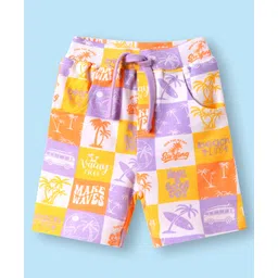 Babyhug Terry Knit Mid Thigh Shorts with Beach Theme Print - White-picture-21