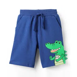 Babyhug Terry Knit Mid Thigh Shorts With Dino Print - Royal Blue-picture-16