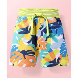 Babyhug Terry Knit Mid Thigh Shorts With Leaf Print - White-picture-20