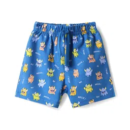 Babyhug Terry Knit Mid Thigh Shorts With Monster Print - Blue-picture-20