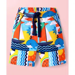 Babyhug Terry Knit Mid Thigh Shorts with Nautical Theme Print - White-picture-26