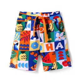 Babyhug Terry Knit Mid Thigh Shorts With Tropical Theme Print - Multicolor-picture-15