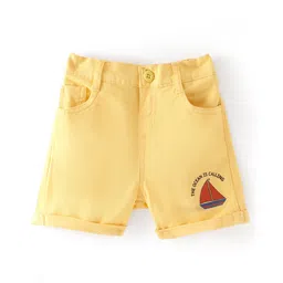 Babyhug Twill Mid Thigh Shorts Boat Print - Yellow-picture-24