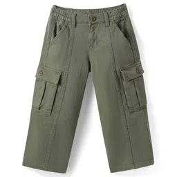 Babyhug Twill Woven Full Length Solid Color Trouser with Stretch - Olive Green-picture-11