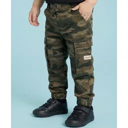 Babyhug Twill Woven Full Length Trouser Pant With Camouflage Design - Olive Green-picture-18