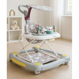 Babyhug Unicorn Foldable Baby Walker Cum Rocker With Parent Push Handle & Sun Shade - Grey-picture-23