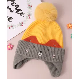 Babyhug Woolen Cap & Muffler Set with Pom Pom - Yellow-picture-19