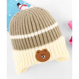 Babyhug Woollen Cap with Bear Applique Grey & Beige - Diameter 11.5 cm-picture-20