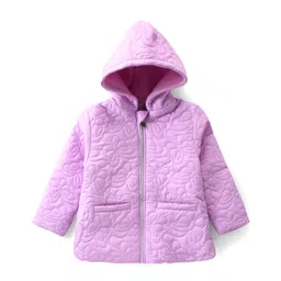 Babyhug Woven Full Sleeves Front Open Padded Hooded Jacket with Quilted Butterfly Design - Mauve-picture-32