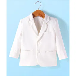 Babyhug Woven Full Sleeves Solid Colour Blazer with Printed T-Shirt - White & Maroon image 5