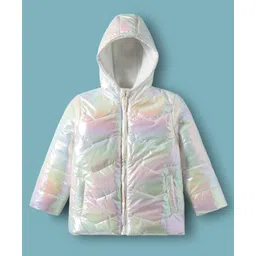 Babyhug Woven Full Sleeves Solid Hooded Padded Jacket - White-picture-34