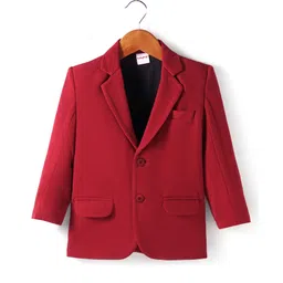 Babyhug Woven FullSleeves Solid Colour Blazer - Maroon-picture-34