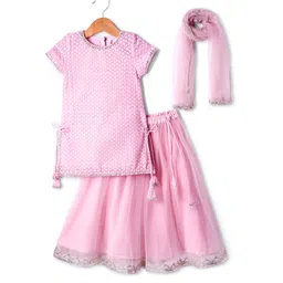 Babyhug Woven Half Sleeves SequinnedEmbroidered Choli & Lahenga Set With Dupatta - Pink-picture-34