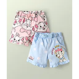 Babyhug Disney 100% Cotton Knee Length Shorts With Aristocats Marie Graphics Pack Of 2 - Light Blue & Pink-picture-13