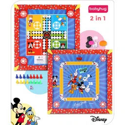Babyhug Disney 2 in 1Mickey Theme Carrom Board and Ludo Game - Blue-picture-14