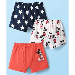 babyhug disney Babyhug 100% Cotton Mid Thigh Trunks With Mickey Mouse Graphics Pack Of 3 - Navy Blue White & Light Red-picture-20