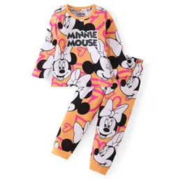 babyhug disney Babyhug Disney Single Jersey Knit Full Sleeves Night Suit With Minnie Mouse Graphics - Orange-picture-10