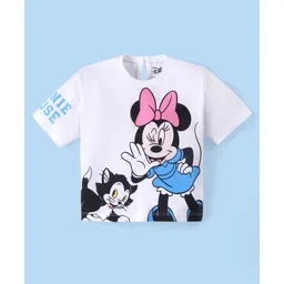 Babyhug Disney Cotton Knit  Drop Shoulders Half Sleeves T-Shirt with Minnie Mouse Family Graphics - White-picture-25