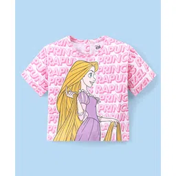 Babyhug Disney Cotton Knit Half  Sleeves Drop Shoulder Boxy Fit T- Shirt With Disney Princess Print - White-picture-11