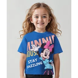 Babyhug Disney Cotton Knit Half Sleeves T-Shirt with Minnie Mouse Graphics - Blue-picture-35