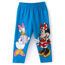 Babyhug Disney Cotton Lycra Knit Full Length Leggings with Minnie Mouse & Daisy Graphics - Blue-picture-22