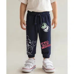 Babyhug Disney Cotton Terry Knit Full Length Lounge Pant With Mickey Mouse Graphics - Black-picture-26