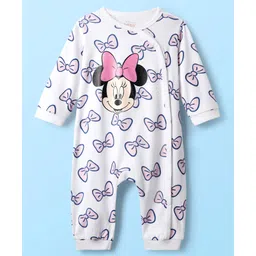Babyhug Disney Full Sleeves Romper with Minnie Mouse Graphics - White-picture-39