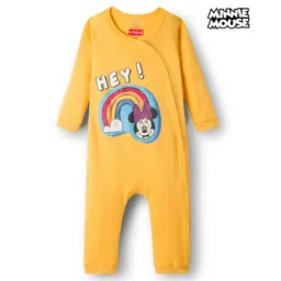 Babyhug Disney Interlock Knit Full Sleeves Romper with Minnie Mouse Graphics - Yellow-picture-12