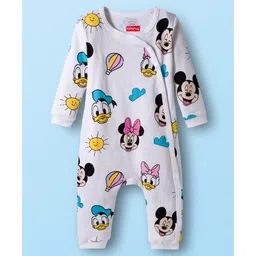 Babyhug Disney Interlock Knit Full Sleeves Romper with Minnie Mouse Print - White-picture-16