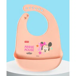 Babyhug Disney Minnie Mouse Silicone Bib - Peach image 1