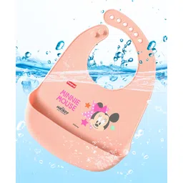 Babyhug Disney Minnie Mouse Silicone Bib - Peach image 2