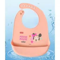 Babyhug Disney Minnie Mouse Silicone Bib - Peach image 3