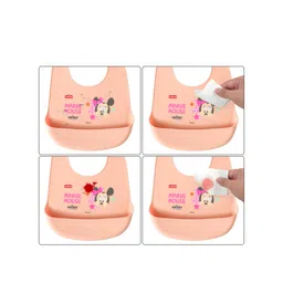 Babyhug Disney Minnie Mouse Silicone Bib - Peach image 5