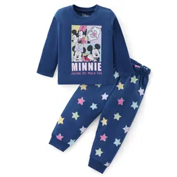 Babyhug Disney Single Jersey Full Sleeves Night Suit With Minnie Mouse Graphics - Navy Blue-picture-11