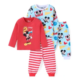 Babyhug Disney Single Jersey Knit Full Sleeves Night Suits with Mickey Mouse Graphics Pack of 2 - Red & White-picture-36