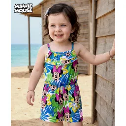 Babyhug Disney Singlet Sleeves Jumpsuit with Minnie Mouse Print-picture-33