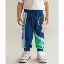 Babyhug Disney Terry Knit Full Length Lounge Pant with Mickey Mouse Graphics - Navy Blue & Green-picture-16