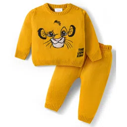 Babyhug Disney Woven Full Sleeves Sweater Set With Lion King Graphics - Yellow-picture-13