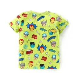 Babyhug Marvel Cotton Knit Half Sleeves Night Suit With Avengers Print - Green image 3
