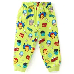 Babyhug Marvel Cotton Knit Half Sleeves Night Suit With Avengers Print - Green image 4
