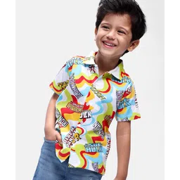 Babyhug Marvel Cotton Knit Half Sleeves Shirt with Avenger Text Print - Multicolour-picture-20