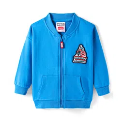 Babyhug Marvel Terry Knit Full Drop ShoulderSleeves Bomber Jacket With Front & Back Avengers Graphics Kangaroo Pockets - Blue-picture-31