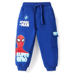 Babyhug Marvel Terry Knit Full Length Lounge Pant With Spider Man Graphics - Blue-picture-11