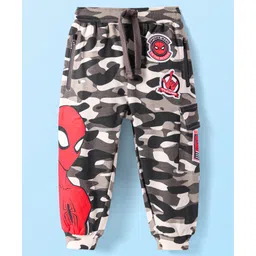 Babyhug Marvel Terry Knit Full Length Lounge Pants with Spider Man Graphics & Badge - Black Grey-picture-14