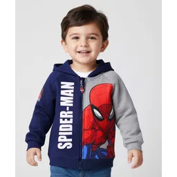 Babyhug Marvel Terry Knit Full Raglan Sleeves Hooded Sweatjacket With Spider Man Graphics - Multi Colour-picture-32