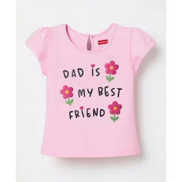 babyhug select Babyhug 100% Cotton Knit Half Sleeves T-Shirt with Text Print - Pink-picture-13